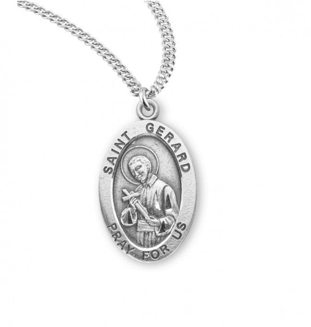 HMH Religious St Gerard Majella Oval Sterling Silver Medal Necklace