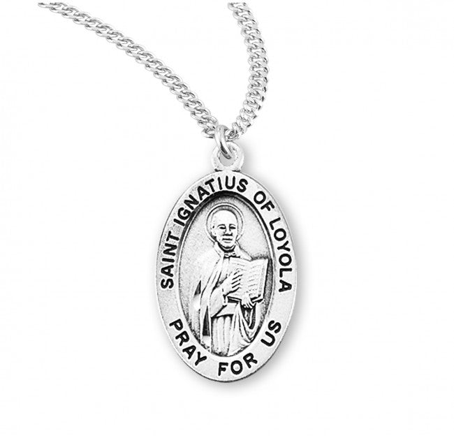 HMH Religious St Ignatius of Loyola Oval Sterling Silver Medal Necklace