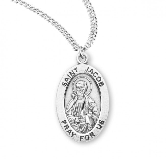 HMH Religious St Jacob Oval Sterling Silver Medal Necklace