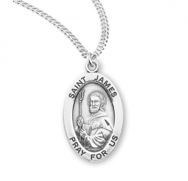 HMH Religious St James the Greater Oval Sterling Silver Medal Necklace