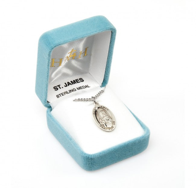 HMH Religious St James the Greater Oval Sterling Silver Medal Necklace