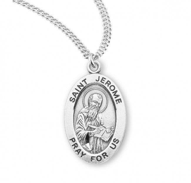 HMH Religious St Jerome Oval Sterling Silver Medal Necklace