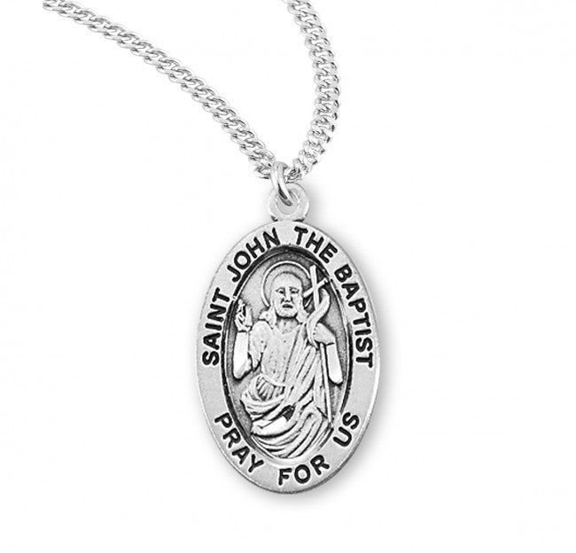 HMH Religious St John the Baptist Sterling Silver Medal Necklace