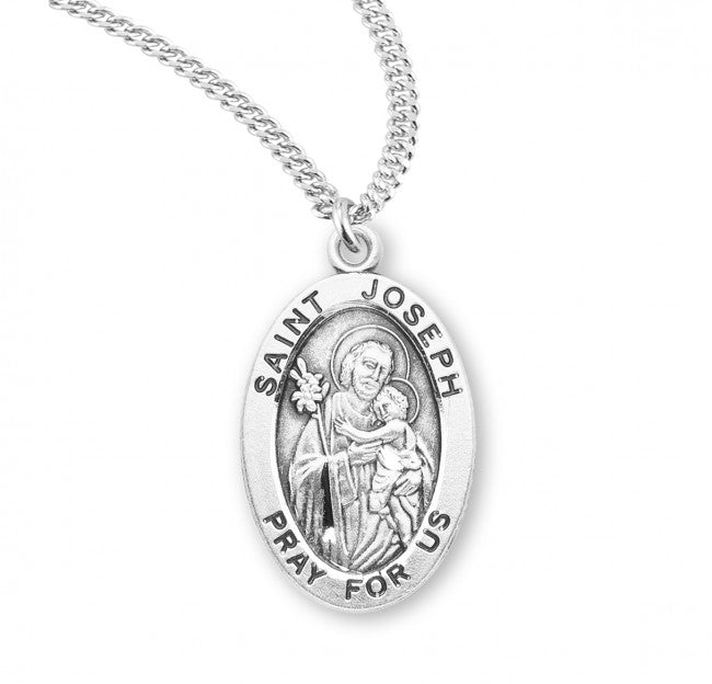 HMH Religious St Joseph Oval Sterling Silver Medal Necklace