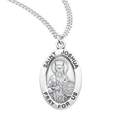 St. Joshua St. Joseph sterling silver oval medal with a shield, HMH Religious