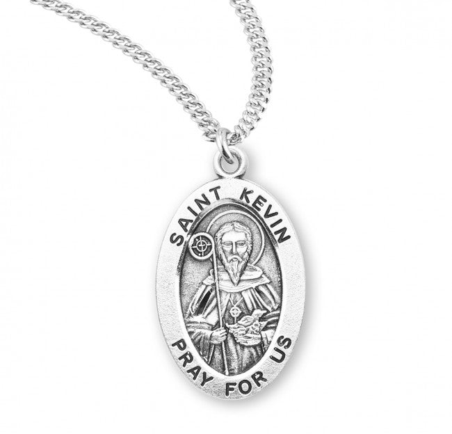 HMH Religious St Kevin Oval Sterling Silver Medal Necklace