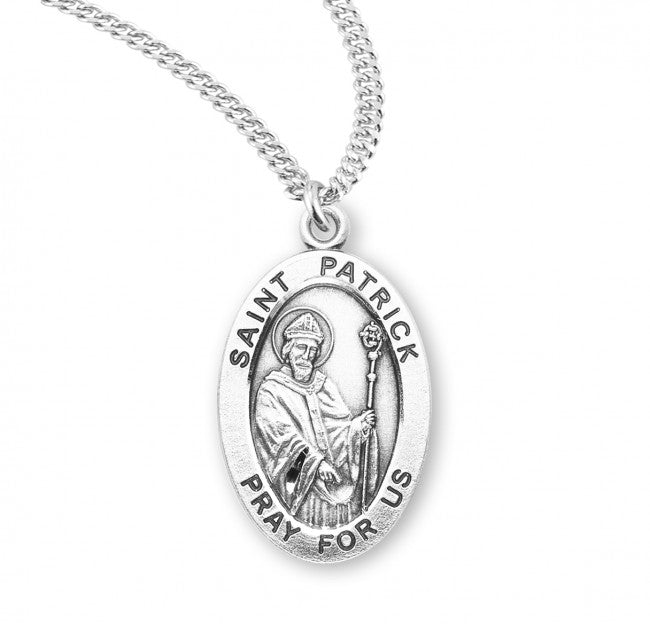 HMH Religious St Patrick Oval Sterling Silver Medal Necklace