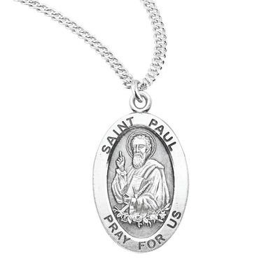 St. Paul oval sterling silver medal with a sword and book, HMH Religious