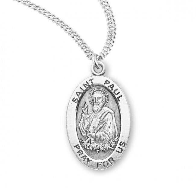 HMH Religious St Paul Oval Sterling Silver Medal Necklace