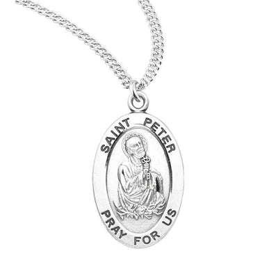St Peter the Apostle oval sterling silver medal, holding the keys of heaven, HMH Religious
