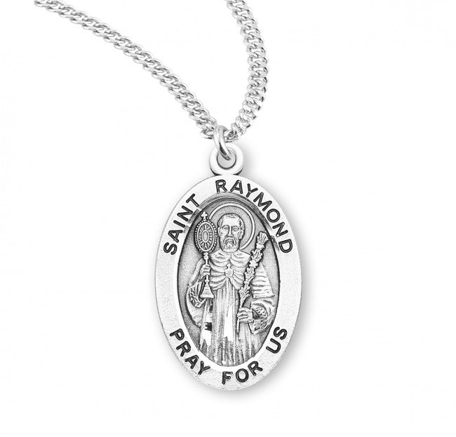 HMH Religious St Raymond Nonnatus Oval Sterling Silver Medal Necklace