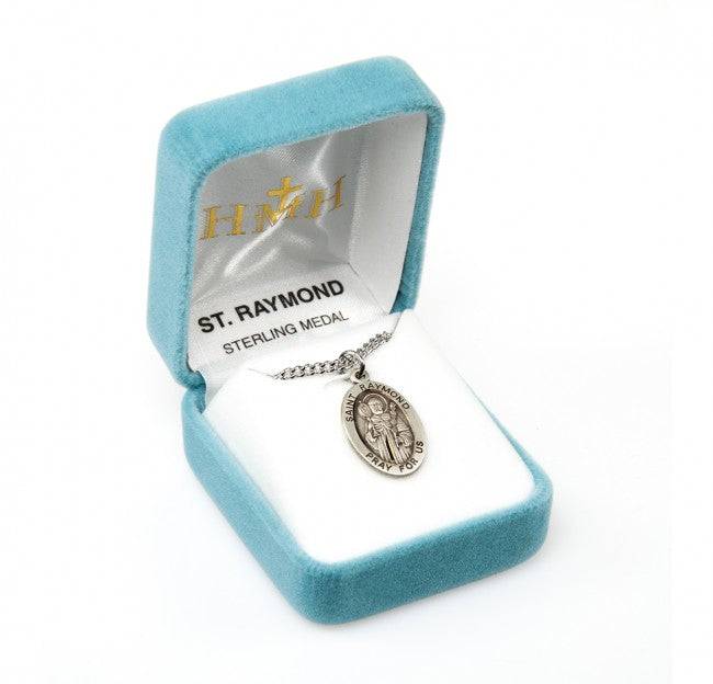 HMH Religious St Raymond Nonnatus Oval Sterling Silver Medal Necklace