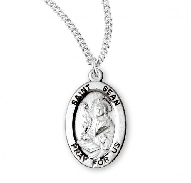 HMH Religious St Sean Oval Sterling Silver Medal Necklace