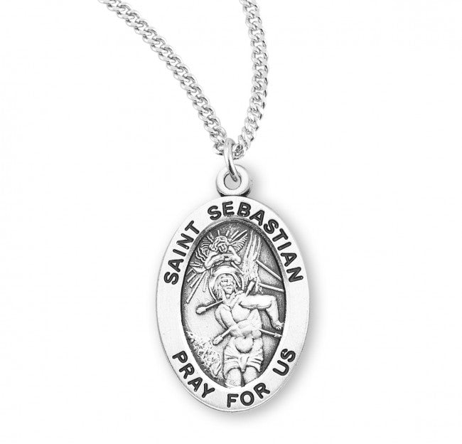 HMH St Sebastian Oval Sterling Silver Medal Necklace