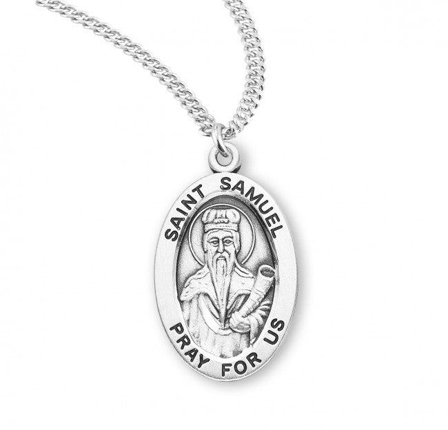 HMH Religious St Samuel Oval Sterling Silver Medal Necklace