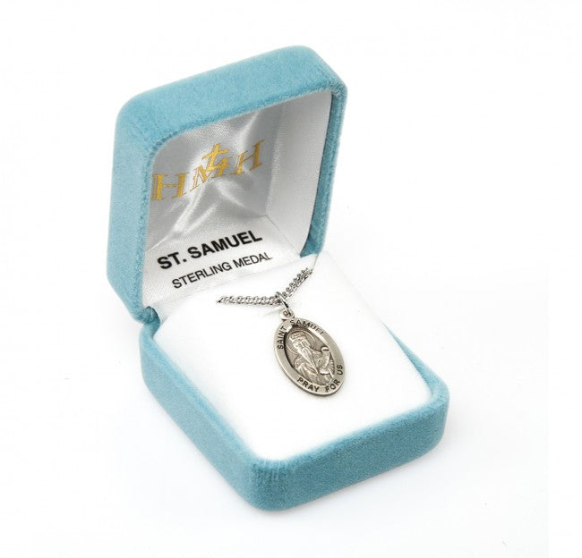 HMH Religious St Samuel Oval Sterling Silver Medal Necklace