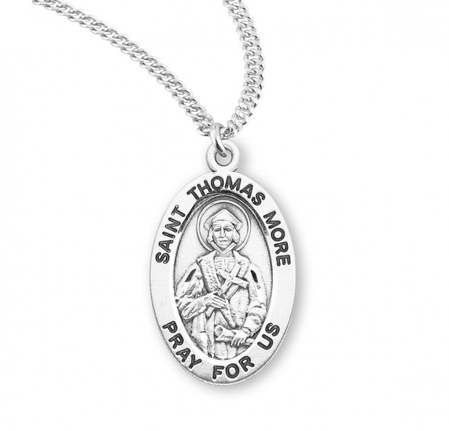 HMH Religious St Thomas More Oval Sterling Silver Medal Necklace