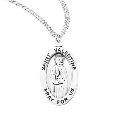 St. Valentine of Rome oval sterling silver medal the patron saint of love, HMH Religious