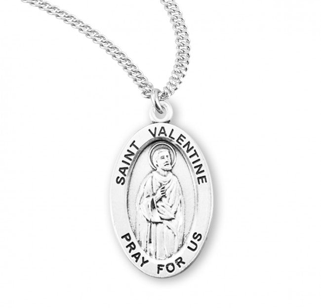 HMH Religious St Valentine of Rome Oval Sterling Silver Medal Necklace