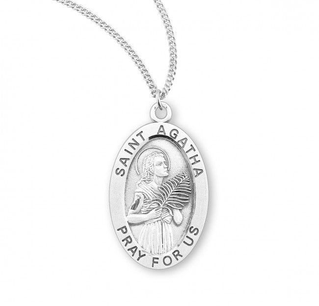 HMH Religious St Agatha Oval Sterling Silver Medal Necklace