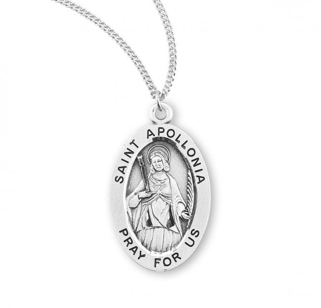 HMH Religious St Apollonia Oval Sterling Silver Medal Necklace