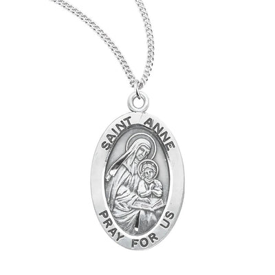 St. Anne sterling silver necklace with Mary and a book, HMH Religious