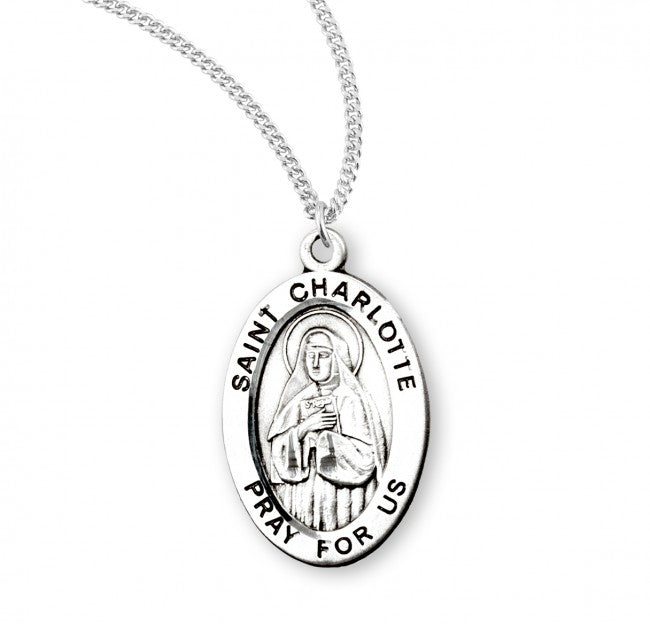 HMH Religious St Cecilia Oval Sterling Silver Medal Necklace