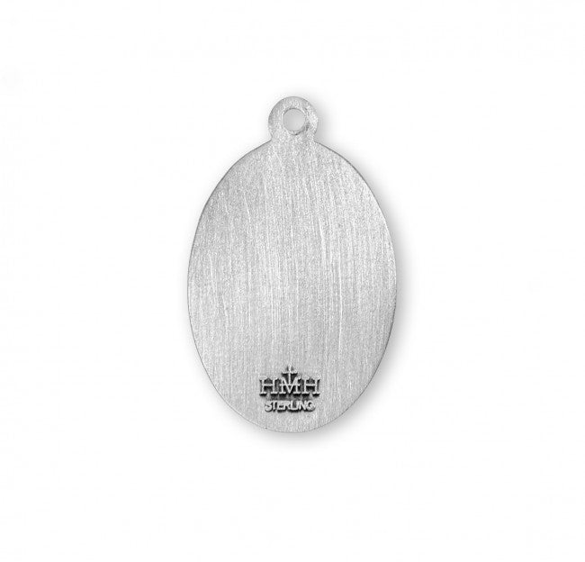 back of hmh saint helen oval sterling silver medal