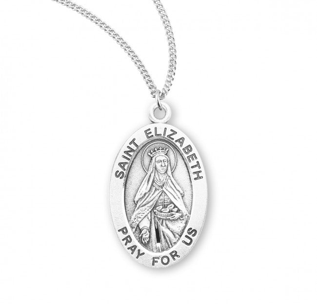 HMH Religious St Elizabeth of Hungary Oval Sterling Silver Medal Necklace