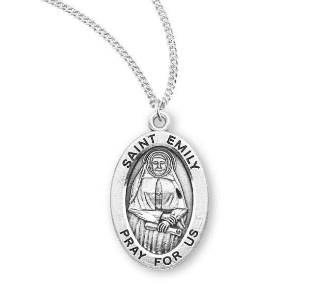 HMH Religious St Elizabeth Ann Seton Oval Sterling Silver Medal Necklace