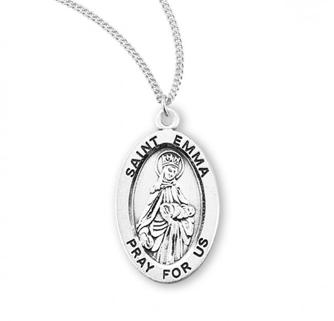 HMH Religious St Emma Uffing Oval Sterling Silver Medal Necklace