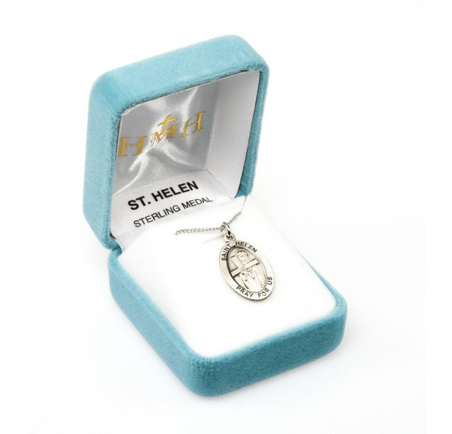 hmh saint helen oval sterling silver medal in gift box