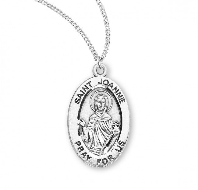 HMH Religious St Joanne Oval Sterling Silver Medal Necklace