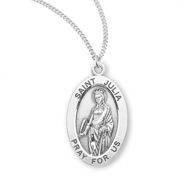 HMH Religious St Julia of Corsica Oval Sterling Silver Medal Necklace