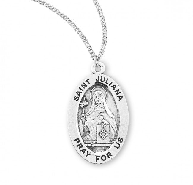 HMH Religious St Juliana of Cumae Oval Sterling Silver Medal Necklace