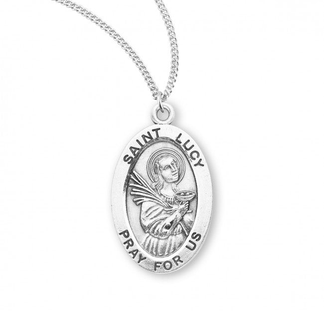 HMH Religious St Lucy Oval Sterling Silver Medal Necklace