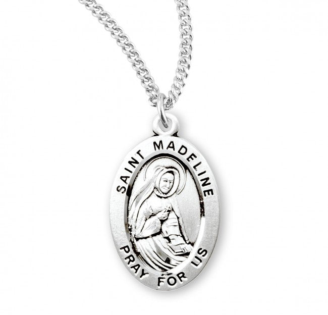 HMH Religious St Madeline Sophie Barat Oval Sterling Silver Medal Necklace