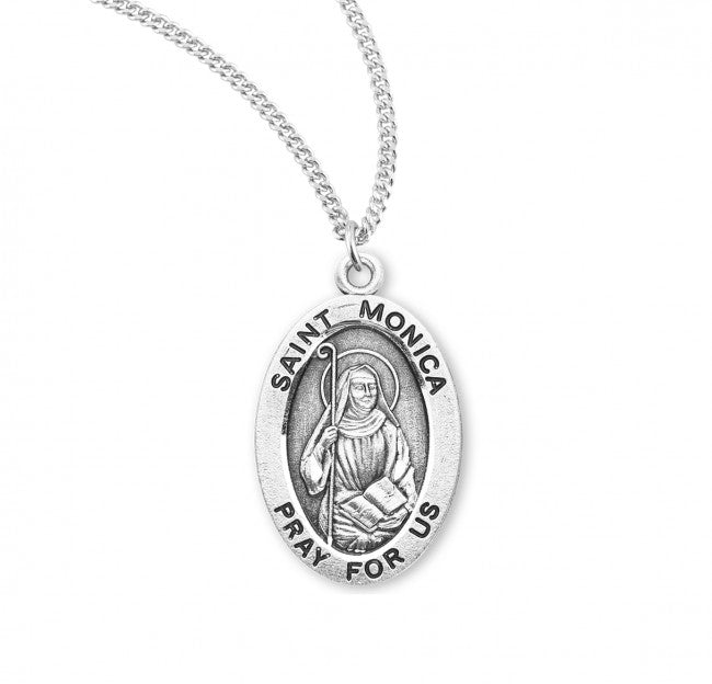 HMH Religious St Monica Oval Sterling Silver Medal Necklace