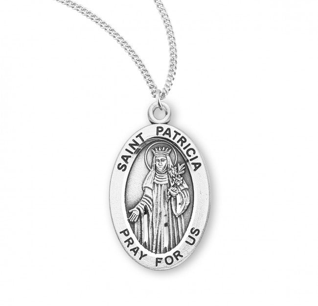 HMH Religious St Patricia Oval Sterling Silver Medal Necklace