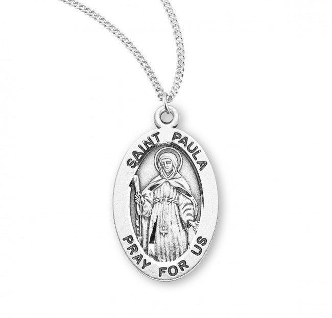 HMH Religious St Paula Oval Sterling Silver Medal Necklace