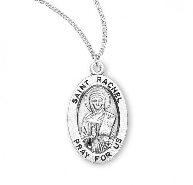 HMH Religious St Rachel Oval Sterling Silver Medal Necklace