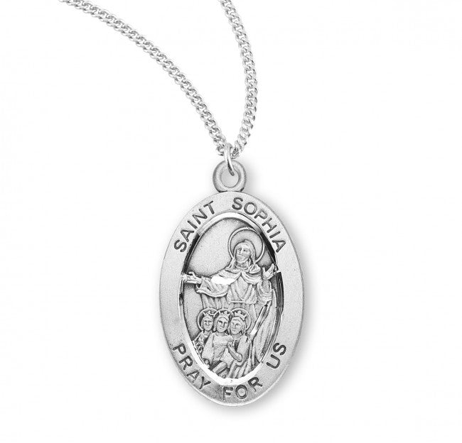 HMH Religious St Sophia Oval Sterling Silver Medal Necklace