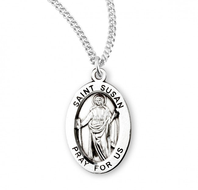 HMH Religious St Susan Oval Sterling Silver Medal Necklace