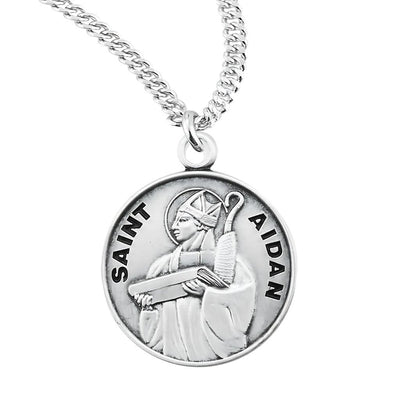 St. Aidan sterling silver medal with 20" Chain, HMH Religious