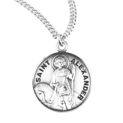 St. Alexander sterling silver medal with 20" Chain, HMH Religious