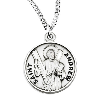 St. Andrew sterling silver medal with 20" Chain, HMH Religious