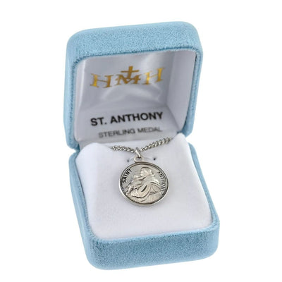 St. Anthony sterling silver medal with 20" Chain in gift box, HMH Religious