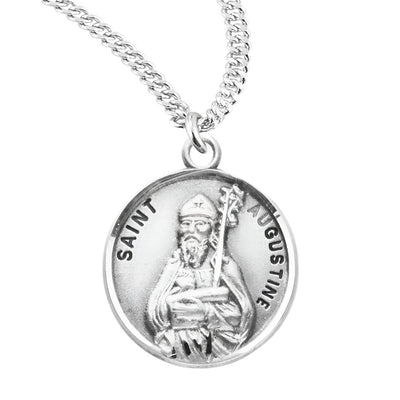St. Augustine sterling silver medal with 20" Chain, HMH Religious
