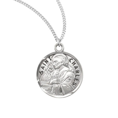 St. Charles sterling silver medal with 20" Chain, HMH Religious