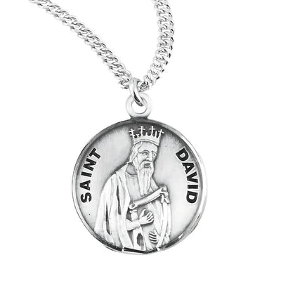 St. David sterling silver medal with 20" Chain, HMH Religious